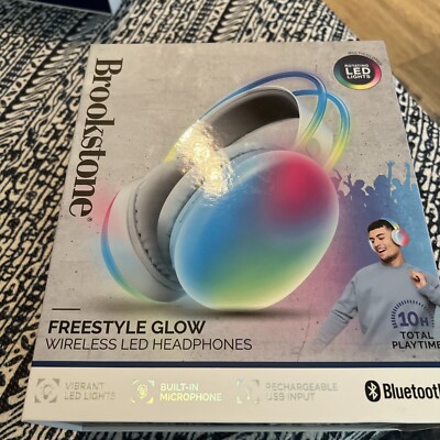 Brookstone Freestyle Glow Wireless LED Headphones - Exclusive - New
