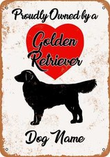 METAL SIGN - CUSTOM DOG NAME - Golden Retriever 2 - Vintage Look