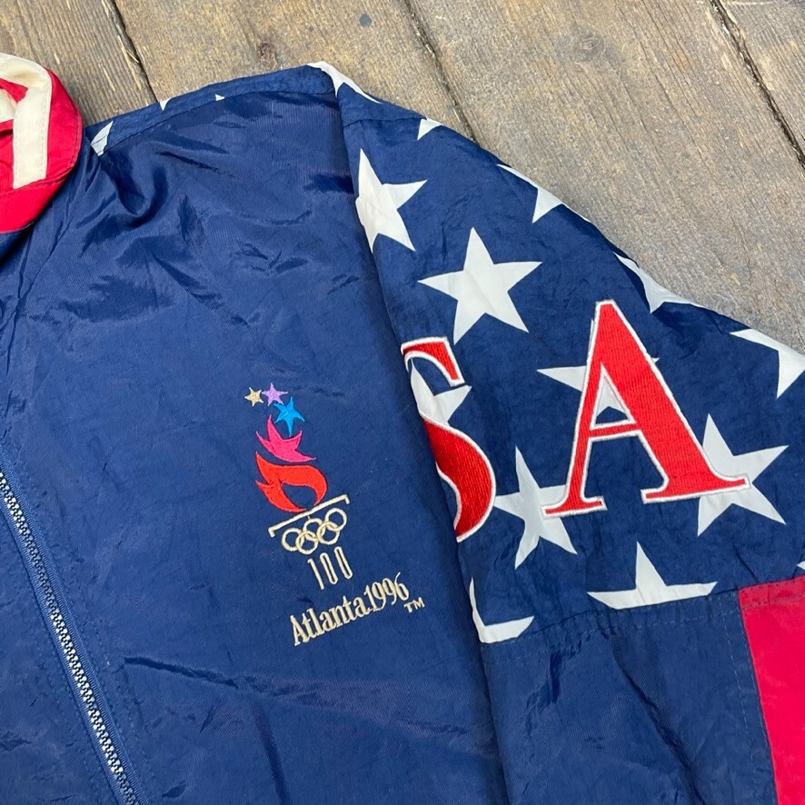 Starter Olympics Track Jacket Mens Atlanta 1996 Windbreaker, Navy, Medium image 5