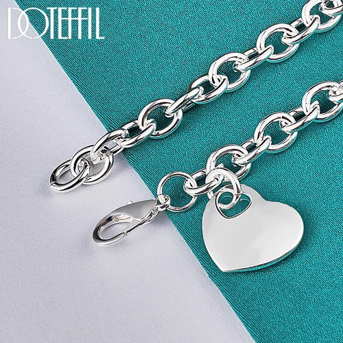 DOTEFFIL 925 Sterling Silver Solid Heart Necklace Bracelet Women Party Jewelry - Picture 6 of 6