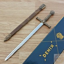 Denix Letter Opener Sword 7" Metal Alloy UNSHARPENED Blade Brass/Metal Handle