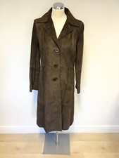 Phase Eight Brown Suede V Neckline Knee Length Coat Size 12