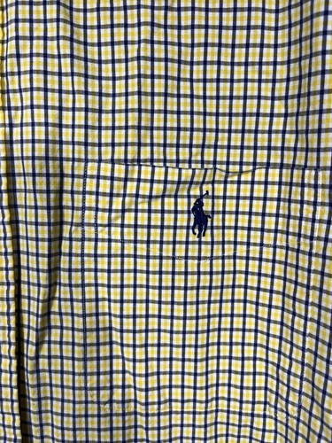 Ralph Lauren Herren Blake Hemd gelb blau kariert Knopfleiste Kurzarm Größe: L - Bild 3 von 8
