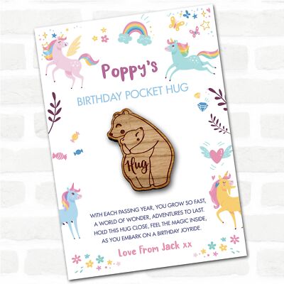 Eltern Kind Bären Kinder Mädchen Geburtstag Einhorn personalisiert Geschenk Taschenumarmung
