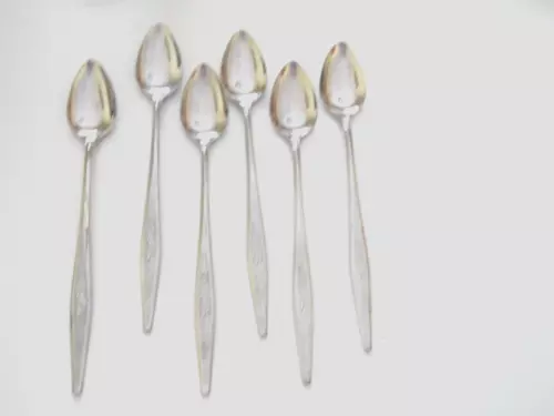 6 Oneida WOODMERE Community Stainless ICED TEASPOONS 7 1/2" Community Stainless