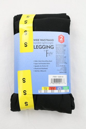 Felina Ladies' Wide Waistband Sueded Light Weight Legging 2-Pack Black Size S M - Picture 4 of 10