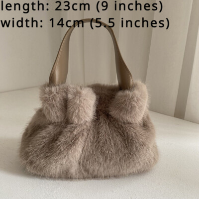 Damen Plüsch Kunstpelz Rechteckige Handtasche Crossbody