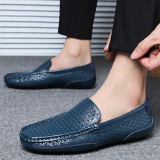 Mens Leather Loafers Casual Shoes Breathable Slip On Moccasins Driving Shoes