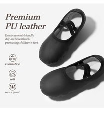 DyingSwan Toddler Ballet Shoes for Girls, Soft Leather Ballet Slippers, No-Tie