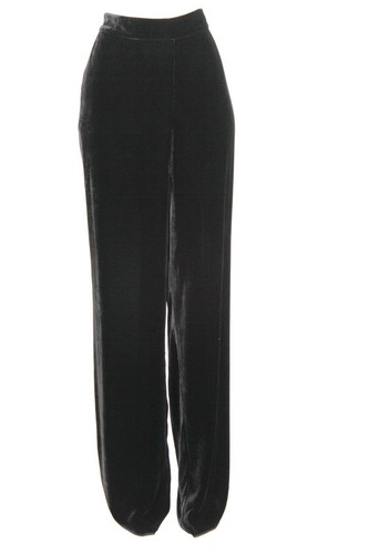 St John Knits Unhemmed Luxurious Velvet Pants Caviar Black Size 16 NWOT $795 - 第 1/2 張圖片