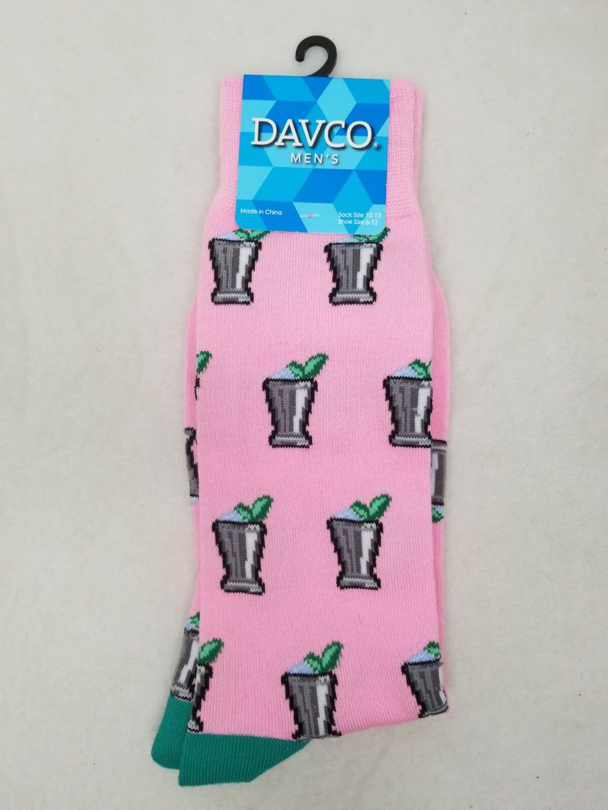 Cocktail Socks Mojito Pink Crew Socks Men's Shoe Size 10-13 by Davco Mens-image