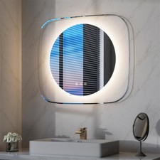 Innovative Clear Glass LED Bathroom Mirror Touch Anti-Fog Dimmable with 3 Color