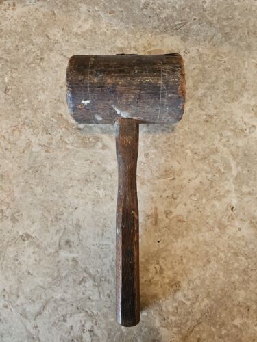 Antique Vintage Primitive Wood Wooden Mallet Hammer Tool bunger banger - 第 1/9 張圖片