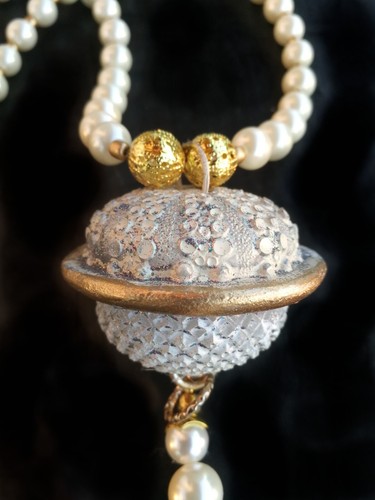 pearl jewelry necklace pendant amulet luxury jewels jellyfish beaded ostrich bib - Picture 2 of 24