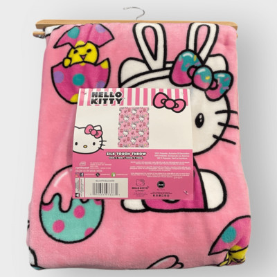 Hello Kitty 'Easter Bunny and Eggs' 50x70'' Silk Touch Plush Throw Blanket HTF