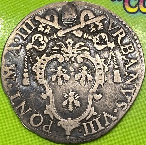 URBAN VIII Giulio 1625 Vatican 1623 - 1644 Roma Patina 2,96g - seldom - Picture 8 of 9