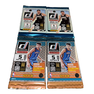 (2)2023-24 Donruss &(2)2022-23 Donruss Basketball-5 Card Packs-Factory Sealed
