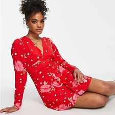 Free People Date Night Floral Romantic Flirty V-Neck Flowy Boho Mini Dress XS