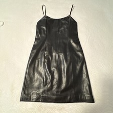 NWT Alice + Olivia NELLE Vegan Faux Leather BodyCon Dress Women Black 8