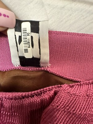 MISSONI Pink Brown Black Zig Zag Knit Strapless Ruffle Front Dress