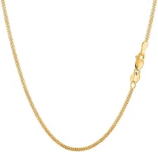 14k Yellow Real Gold Gourmette Chain Necklace, 1.5mm, 16"