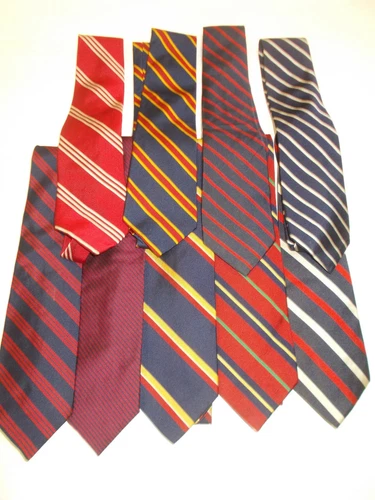 9 Ralph Lauren Stripes Preppy Coligiate Classic Ties 100% Silk Blue Red Gold
