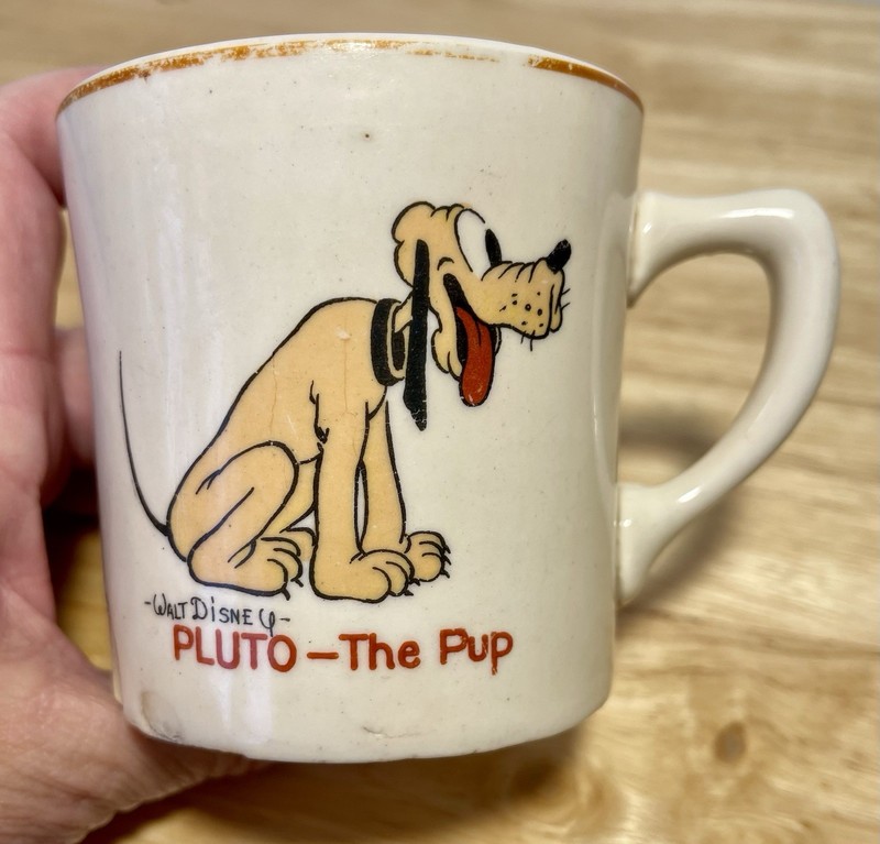 PLUTO THE PUP  & MICKEY 1930's Patriot China coffee mug Disney Parks USA