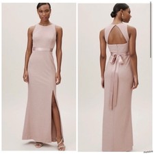 Anthropologie BHLDN Adrianna Papell Idris Blush Pink Metallic Knit Dress NWT 2