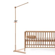 Floor-Standing Wooden Crib Mobile Arm 61 Inch  360 Adjustable Movable Baby M...