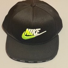 Nike Kids Hat Cap Snapback Black Neon Green Swoosh Just Do It Rim Child
