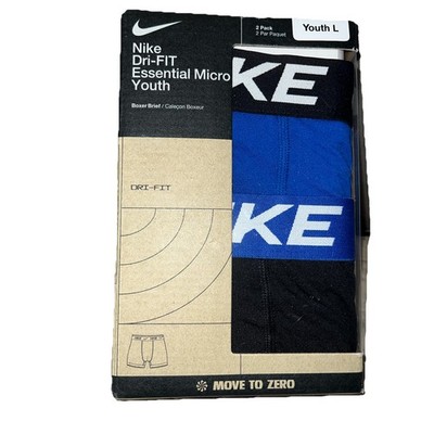 Nike Youth Size L - Dri-FIT Essential Micro Boxer Briefs Black/blue - 2 Pack NIP