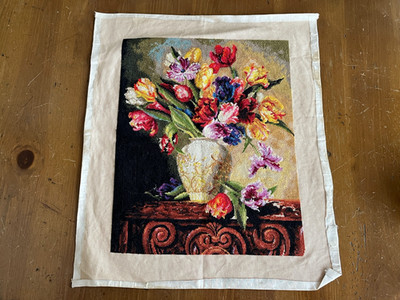 Dimensions Gold Collection UNFINISHED Partially Workd Parrot Tulips Cross Stitch