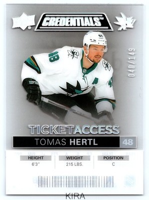 2021-22 Upper Deck Credentials - Tomas Hertl #TA-HE - Acetate Ticket Access /149