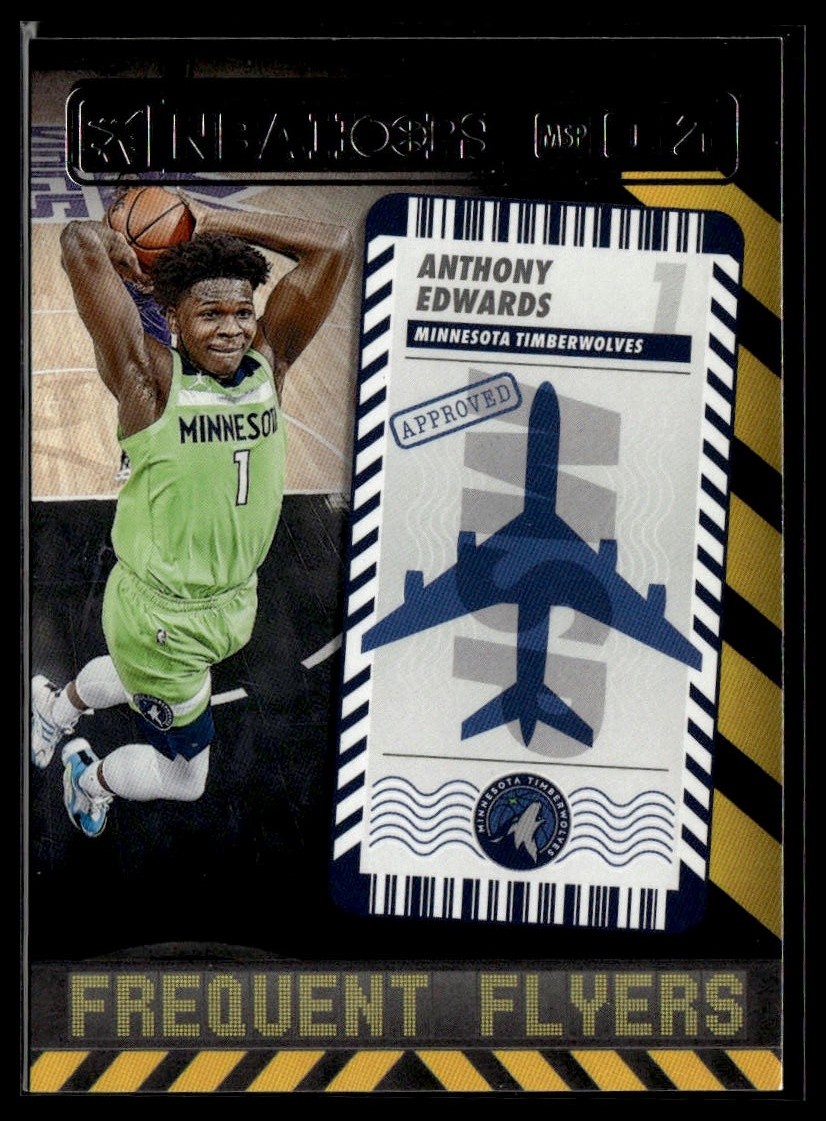 2021-22 Hoops #7 Anthony Edwards Frequent Flyers Holo KE