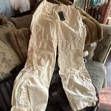 Wild Fable Cargo Pants Ivory Wide-Leg Flat Fr...