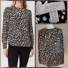 HOBBS size 16 Floral Kamala Long Sleeve,  Keyhole Neck, Viscose Blouse Exc Cond