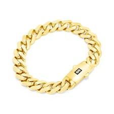 14k Yellow Gold Royal Monaco Miami Cuban Link 11mm Chain Bracelet Mens Women 7"