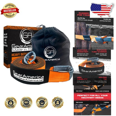 #ad #ad Heavy Duty Tow Strap GearAmerica 4quot;x30#x27; 45K Lb Tensile All Weather Resilience $108.89
