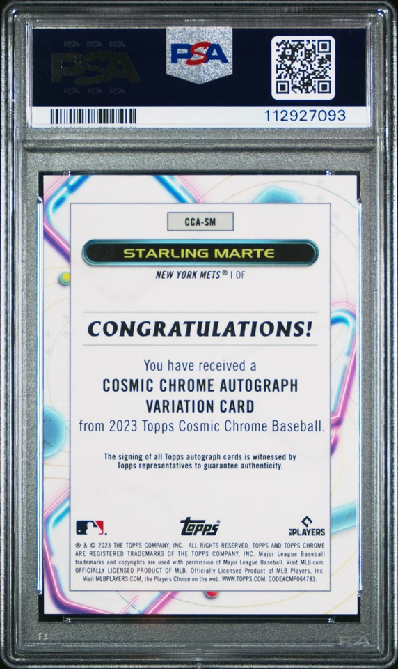 2023 TOPPS COSMIC CHROME COSMIC CHROME AUTO #SM STARLING MARTE 3/10 PSA 9 - Image 2 of 2