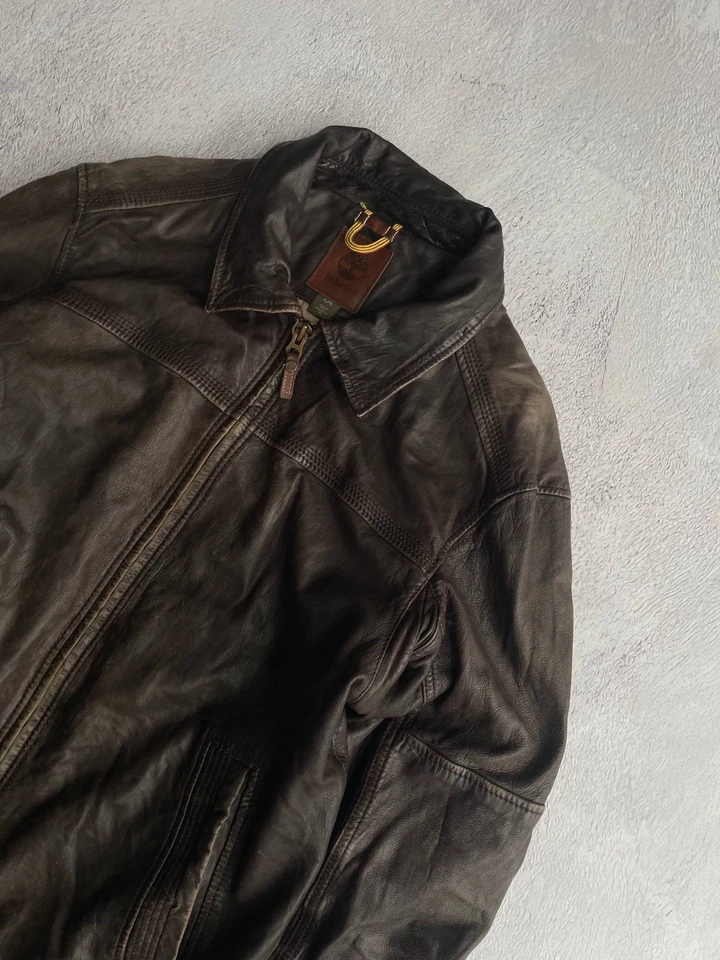Vintage TIMBERLAND Lambskin Leather Jacket Season 14 Mens L Brown Bomber - Image 2 of 4