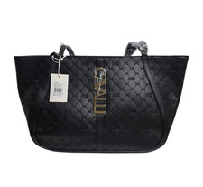 Cavalli Class Shopper Black Debossed Logo Gol...