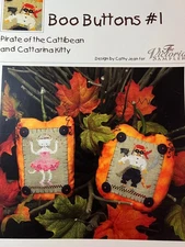 Victoria Sampler/Design by Cathy Jean- Boo Button #1- Pirate and Kitty