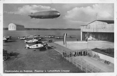 AK Bodensee Friedrichshafen Flug Platz Ansichtskarte alt Postkarte Löwental 1935