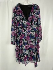 Tahari Arthur S. Levine Black Berry Bloom Dress Women's 16 NWT