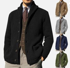 Men's Sweater Coat Cotton Chunky Knitted Loose Casual Warm Outwear Cardigan