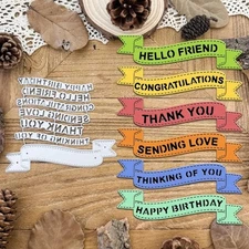 6pcs English Words With Wavy Banner metal cutting dies cut cutter die