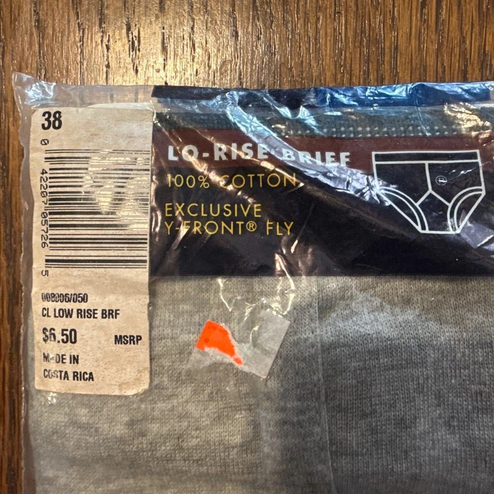 2 Calzoncillos clásicos de tiro bajo Jockey vintage para hombre talla 38 2000 gris y azul marino a rayas nuevos con etiquetas Foto 4 de 4