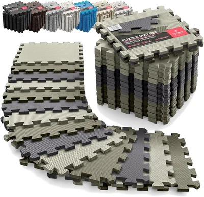 BE-MAXX Puzzlematte 18-tlg. camouflage Trio 32x32cm – Bodenschutzmatten für Fitness & Ho