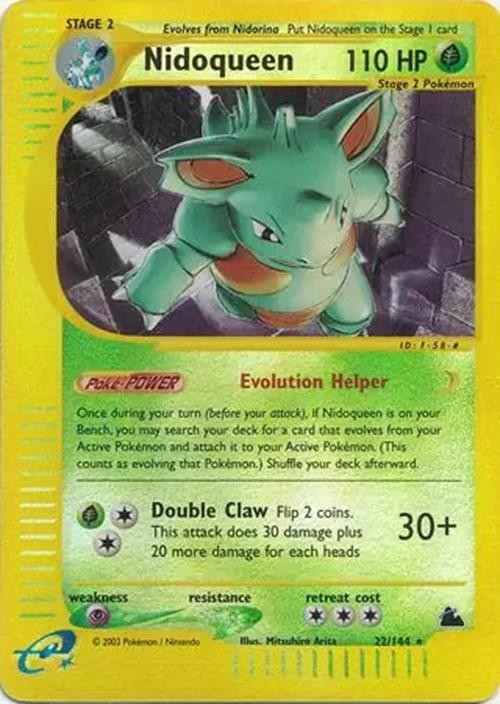 Nidoqueen - 22/144 - Pokemon Skyridge Reverse Holo Rare Card MP