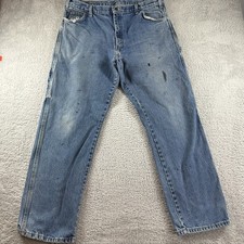 VINTAGE Dickies Carpenter Work Jeans Mens 38x32 Relaxed Loose Distressed Paint